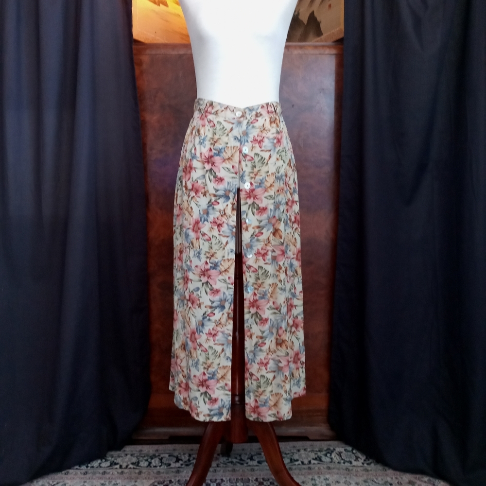 Vintage 1990's Silk Button Down Skirt Size 4 - Picture 6 of 6